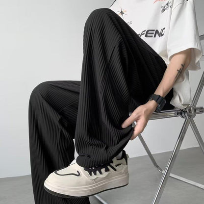 Fashion Personality Ice Silk Wide-leg Pants Men