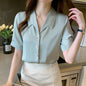 Summer High End Ladies Short Sleeve Chiffon Shirt Women