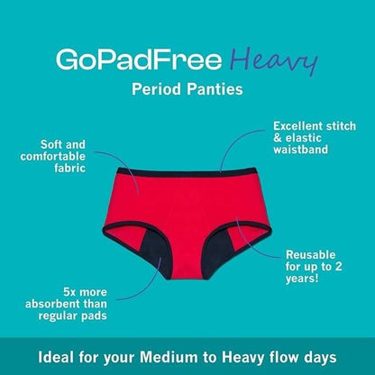 Period Panty Hipster Leak Proof Underwear for Medium to Heavy Flow,Reusable