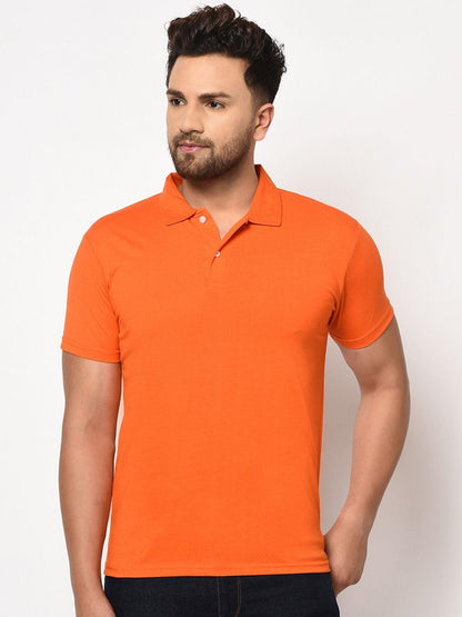 Cotton Blend Solid Half Sleeves Polo T-Shirt