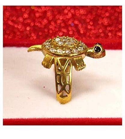 Panchdhatu Zircon Studded Turtle Meru Ring Set of 2