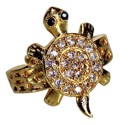 Panchdhatu Zircon Studded Turtle Meru Ring Set of 2