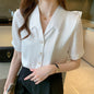 Summer High End Ladies Short Sleeve Chiffon Shirt Women