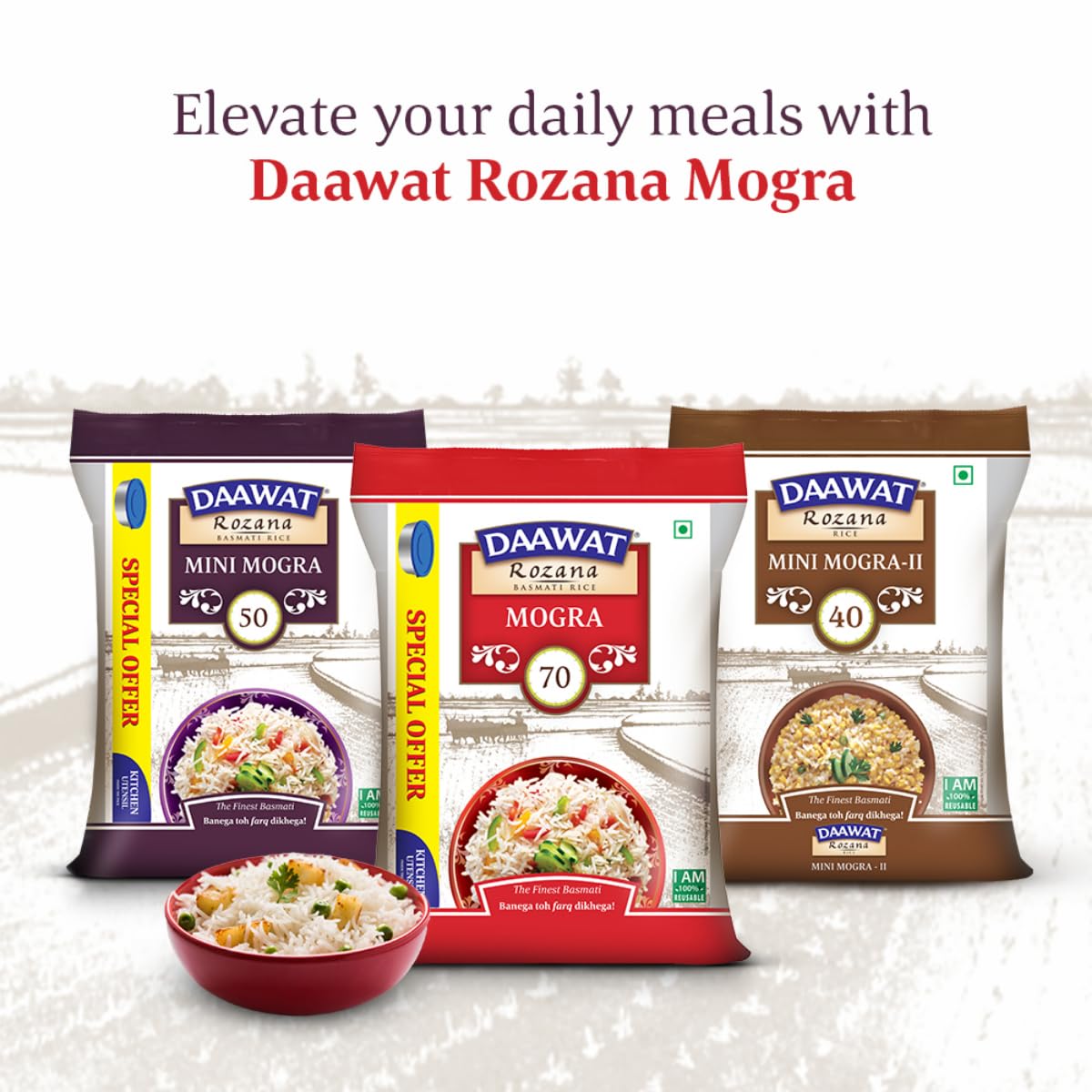 Daawat Sehat/Rozana Basmati Rice Mini Mogra, 5kg