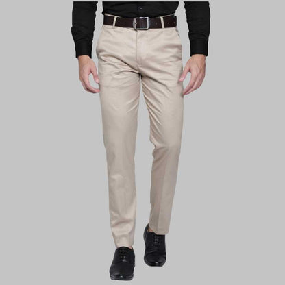 Lycra Blend Solid Regular Fit Mens Formal Trousers