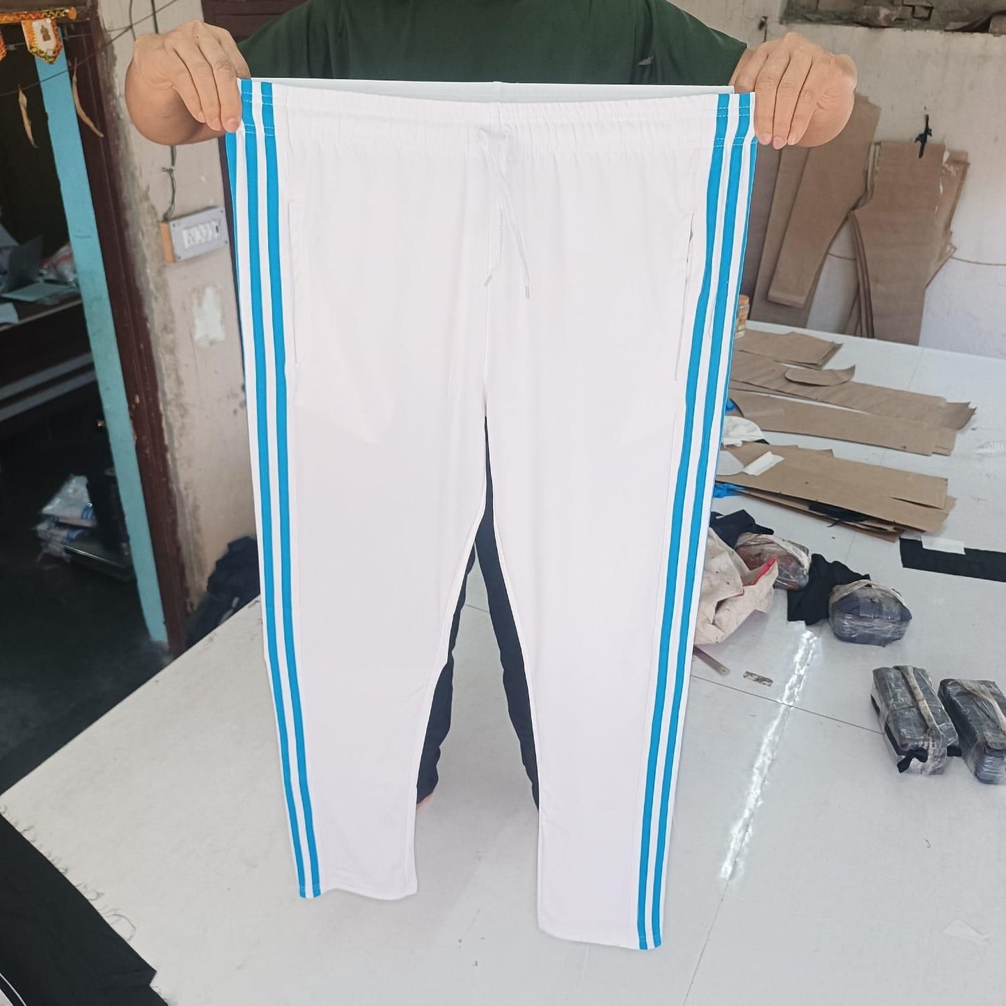 Mens White Comfortable Striped Trackpants (Pack of 2)