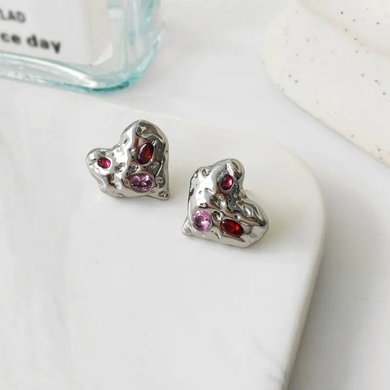 Irregular Heart Stud Earrings