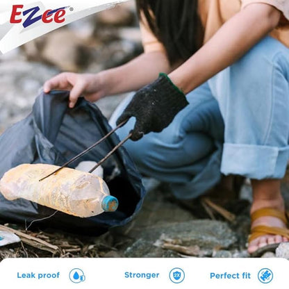 Ezee Black Garbage Bags for Dustbin | 90 Pcs | Medium 19 X 21 Inches | 30 Pcs x Pack of 3