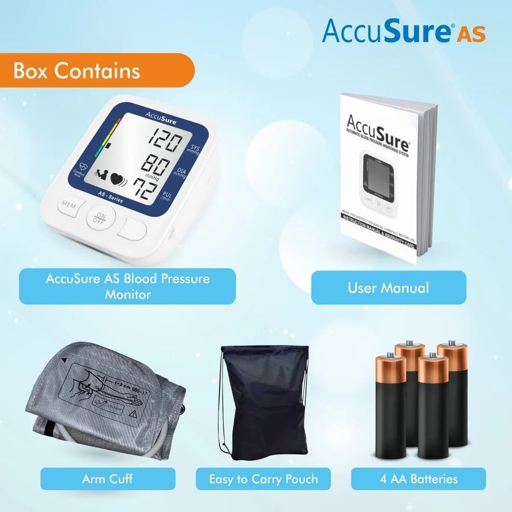 AccuSure AS Series Automatic and Advance Feature Blood Pressure Monitoring System, White