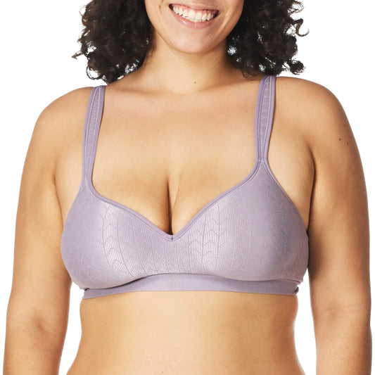 Bali Comfort Revolution Wireless Bra Full-Coverage Wirefree Bra Wireless Everyday Bra with Cool Comfort Fabric Perfectly Purple Zag 34C